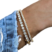 Corrente de tenis cubique zircone ouro prata atacado Glacé Cristal CZ Bracelet en Diamants