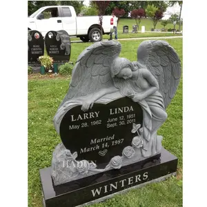 Custom Design White Stone Angel Carving Monument headstone