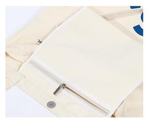 Sac à bandoulière pour femme de grande capacité avec logo personnalisé, sac de shopping en toile réutilisable écologique avec poche intérieure à fermeture éclair - Product Image 5