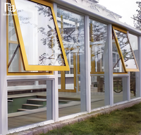 Fenêtre à guillotine en aluminium à double vitrage avec remontoir à chaîne, vitrage supérieur fixe, design moderne, pour salle de bain, certifiée Energy Star