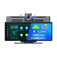 10.26 pouces 4G Dash Cam Android 13 6 + 128G CarPlay & Android Auto Dash Cam GPS WiFi Google Play Youtube Netflix OTA mise à niveau DVR