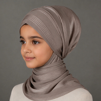 Prix de gros Tissu Hijab pour enfants à carreaux et rayures en satin respirant antistatique en polyester pour toutes les saisons Modèle B5
