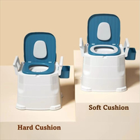 Toilette mobile portable confortable en plastique, avec siège antidérapant et désodorisant, pour personnes âgées et femmes enceintes