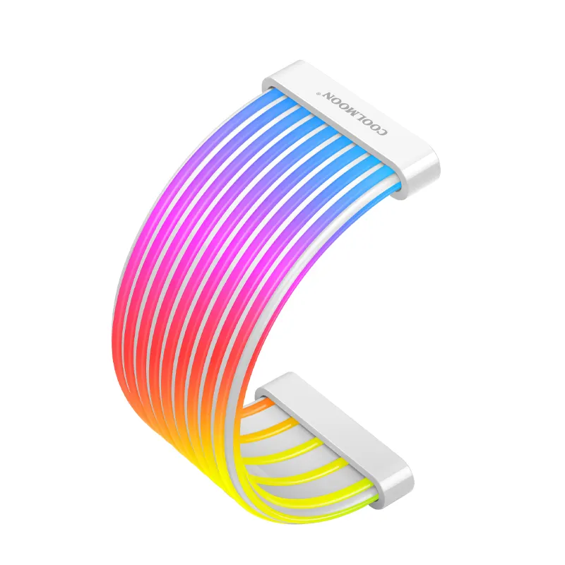 2023 desain baru COOLMOON PC RGB lengan lurus kabel Transfer 24 pin ARGB PC kabel LED Strip untuk PC kasus catu daya