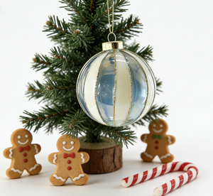 Adornos Navideños de Cristal Hechos a Mano Ecológicos OEM ODM, BSCI, Decoración de Árbol con Bola de Rayas, Caja con Logotipo Personalizado, Color y Tamaño Personalizados - Product Image 6