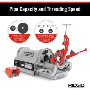 Máquina de roscar Ridgid 1224 NPT, roscadora eléctrica de tuberías de 120 voltios para tuberías de acero de 1/4 a 4 pulgadas, grado profesional - Product Image 6