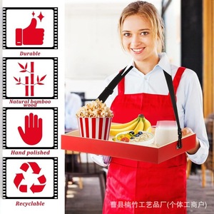 Wooden Square Popcorn <b>Tray</b> Portable Retractable <b>Snack</b> <b>Tray</b> For Cinema Food Service - Product Image 2