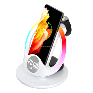 Réveil numérique pliable de bureau <span class=keywords><strong>7</strong></span> en 1, chargeur sans fil, station de charge rapide 15W pour <span class=keywords><strong>iPhone</strong></span>, Samsung, téléphone portable, montre intelligente - Product Image 3