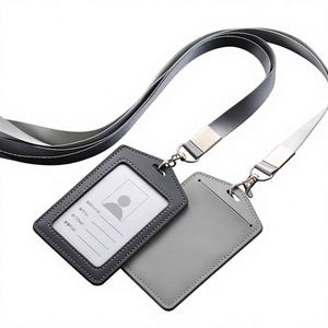 Porte-cartes d'identité et de crédit en cuir Saffiano minimaliste, design vertical sécurisé, pochette pour carte d'identité d'employé gouvernemental de 6 pouces - Product Image 1