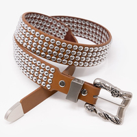Robuster Vollbesetzter Pilzkopf-Nieten-Gürtel Streetwear Unisex Harajuku Western PU-Leder Cowboy-Kleidungsgürtel