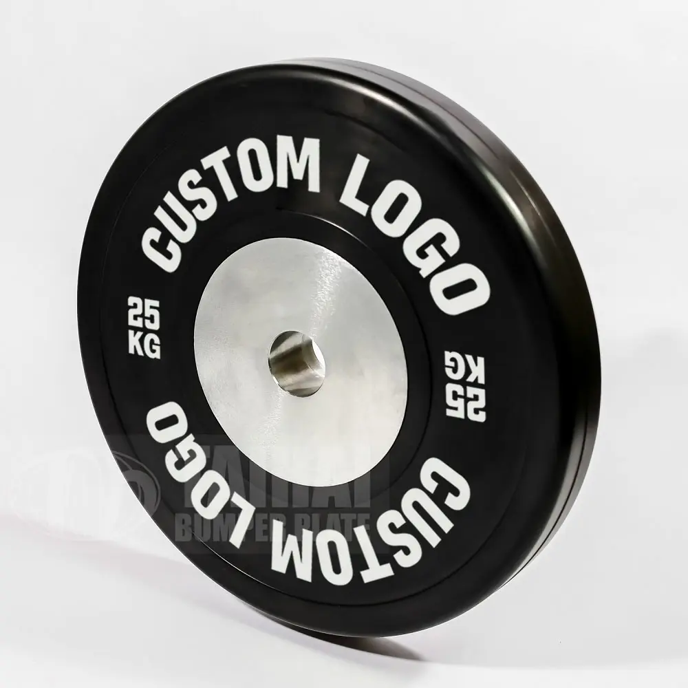 2Inch 10Kg 20Kg Lbs £ Barbell Rubber Pu Zwart Bumper Set Gekalibreerd Concurrentie Gewicht Platen