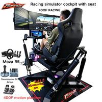 Cockpit de simulateur de course DIY Rokpex 4DOF avec chaise de jeu à mouvement et vibration, compatible avec les dispositifs de contrôle Moza Thrustmaster