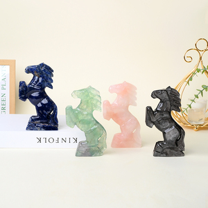 New Arrived Hand Carved <b>Crystal</b> <b>Animals</b> Healing Fluorite Horse Statue for Home Decoration - Product Image 4