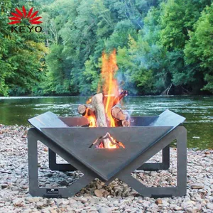 Brasero Fire Pit-chimenea plegable de acero para jardín, chimenea portátil desmontable para acampar