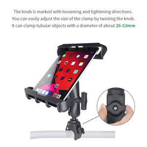 VINmounts 14 Inch Industrial <b>Tablet</b> <b>Holder</b> with Clamp Mount 360 Degree Adjustable Quick Release Pipe Mount for 26x50mm Rails - Product Image 3