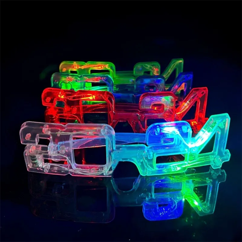 Dernières lunettes lumineuses année 2024 yeux LED lunettes lumineuses pour 2024 nouvel an noël Halloween fête fournitures