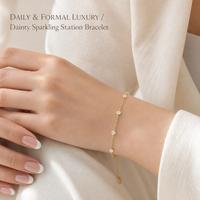 Bracelet chaîne à perles en zircon en acier inoxydable 316L plaqué or 18 carats, tendance, pour femme, étanche, hypoallergénique, résistant au ternissement