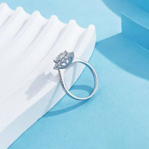 Anel de Noivado Feminino de Luxo em Ouro Branco 18K com Diamante de Laboratório de 4 Garras, Modelo Girassol, Essencial para Casamentos Sonhadores e Brilhantes - Product Image 4