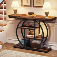Table console 41.3 "Table de canapé industrielle à 4 niveaux Table d'entrée avec base circulaire pour salon couloir Foyer