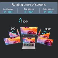 18.5" Laptop Quad Monitor for Stock Trading 1 Cable 3 Screens Type-C Exclusive Launch Adjustable Stand Multitasking Efficiency