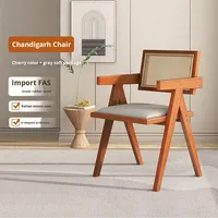 Chaise Chandigarh Design moderne nordique fauteuil en bois massif rotin Simple PU pour usage domestique commercial loisirs famille d'accueil chaise de salle à manger