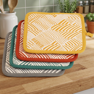 Modern Cotton Oven Mitts <b>Pot</b> Holders Set Heat Insulation Dishwasher Safe Eco-Friendly Cotton Lining Kitchen Potholders - Product Image 1
