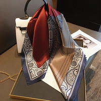 100% mûrier soie Satin Paisley carré écharpe femmes rétro cou écharpe pour printemps et été cou-protection foulard en soie