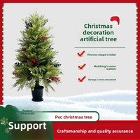 Decoraciones Navideñas, Árbol de Pino Artificial de PVC Encriptado de 12 m, Adorno Grande para Exteriores, Color Blanco y Rojo