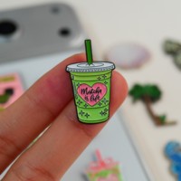 Adesivo Decorativo Personalizzato in Metallo Smaltato Zinco e Ferro Serie Matcha per Cavalluccio Marino, Palma, Colomba Fai da Te