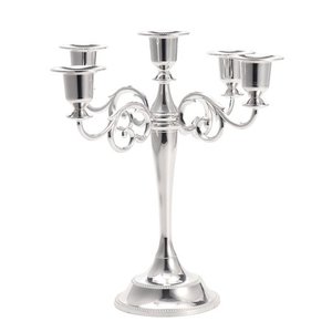 Bon design Grand bougeoir argenté Candélabre à cinq bras à trois bras pour les mariages, les événements Centres de table de mariage Décorations de table - Product Image 4