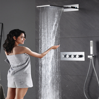 Kit de Douche Thermostatique Chromé 2026 en Promotion - Ensemble de Salle de Bain Soudé de Haute Qualité à 3 Fonctions avec Douchette Cascade et Douchette à Main