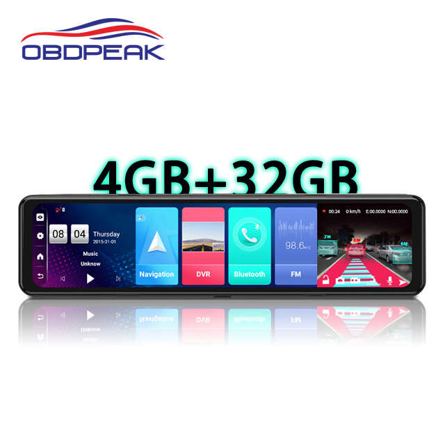 12 polegada 4gb + 32gb câmera de carro dvr, android 8.1, stream, espelho traseiro de visão, 1080p drive, vídeo, gravador automático, câmera dash