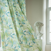 Tela de Cortina Estampada 100% Poliéster, Diseño de Hojas de Palma Tropical, Tela para Cortinas al por Mayor para Sala de Estar