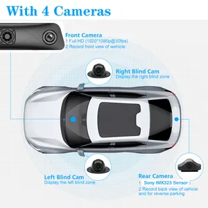 4 قناة بانورامية 360 درجة 4G واي فاي Dashcam 12 بوصة ADAS نظام التشغيل الروبوت مرآة الرؤية الخلفية GPS جهاز تسجيل فيديو رقمي للسيارات كاميرات مسجل فيديو