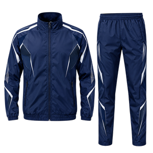 Survêtement coupe-vent léger personnalisé pour hommes avec veste zippée intégrale et pantalon à taille élastique pour la course et l'entraînement sportif - Product Image 4