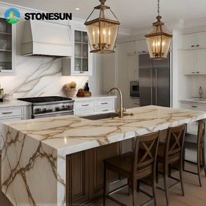 Stonesun Op Maat Gemaakt Italië Natuurlijke Calacatta Goud Marmeren Stenen Aanrecht Keuken Top Marmeren Stenen Aanrecht - Product Image 5