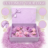 Caja de Regalo de Papel con Diseño Floral en Relieve, Cinta de Satén y Logotipo Personalizado, de Cartón con Tapa Abierta, Venta al Por Mayor de Fábrica, Leabon Lavender Rose