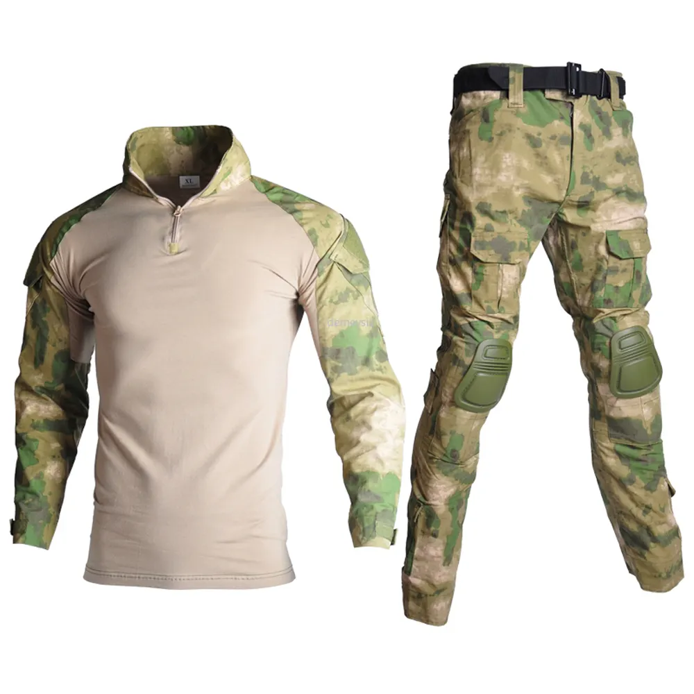 FREE SAMPLE Camouflage Uniform Hunting Shirts Pants with Elbow Knee Pads Clothing Suits