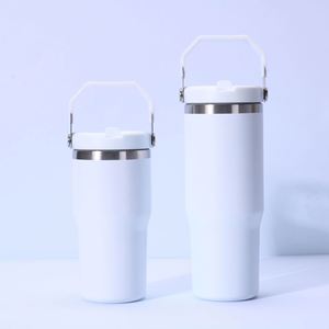 Gobelet isotherme de voyage 20oz 30oz avec poignée, couvercle, paille et base antidérapante pour café chaud - Product Image 5