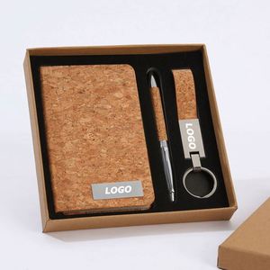 Set de Regalo de Cuaderno y Bolígrafo de Cuero PU con Diseño de Madera - Regalos Corporativos Ecológicos con Impresión Digital para Ejecutivos y Compañeros de Trabajo (Personalizado) - Product Image 1