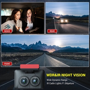 Profesional 2,4 "Pantalla 2K <span class=keywords><strong>HD</strong></span> 170 gran angular 12MP 3 canales <span class=keywords><strong>HD</strong></span> visión nocturna infrarroja coche caja negra DVR Dash Cam - Product Image 3