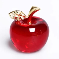 Vente en gros Feuilles d'or Couleur bleue Cristal Verre Pomme Cadeau de Noël
