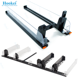 Kit de empujador de productos de 5 estantes Divisor de estante de plástico al por menor y empujador de exhibición con retenedor frontal en forma de L - Product Image 1