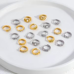 JUSNOVA Pendientes de Aro Mini Geométricos Chapados en Oro PVD de 18K, de Acero Inoxidable con Zirconia, para Piercing de Cartílago, Apilables, Tipo Huggie, de Moda - Product Image 2