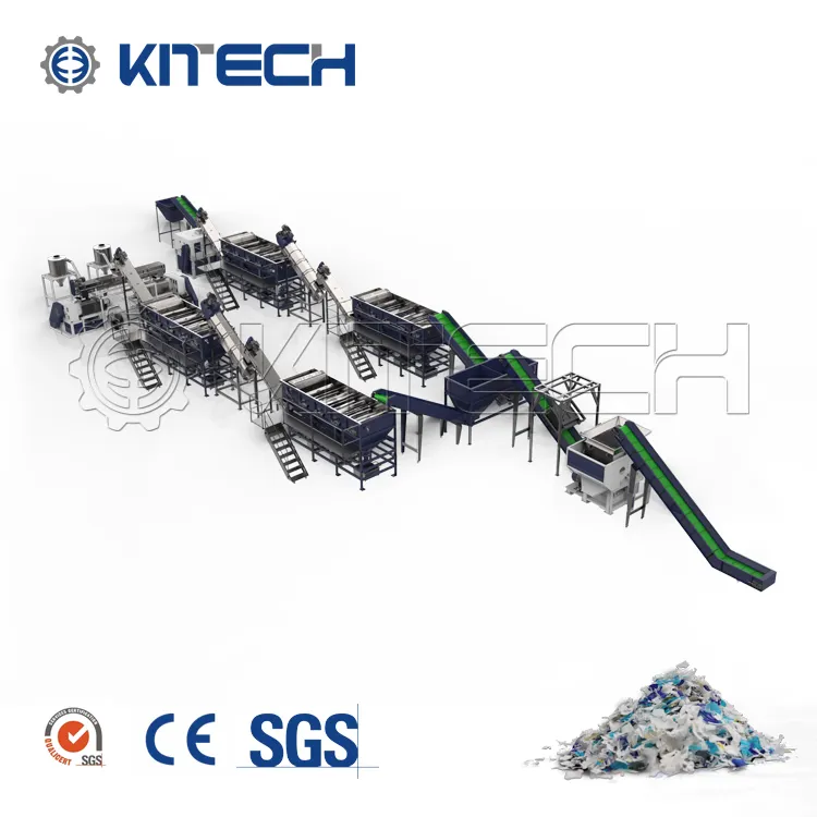 PE film LDPE HDPE film HDPE rigid flakes washing recycling assembly line Fully Automatic Control