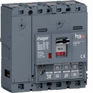 HMS161JC Personalizzabile con interruttore automatico scatolato Hagers H3+ P160 LSI 4P 50kA 160A regolabile neutro - Product Image 1