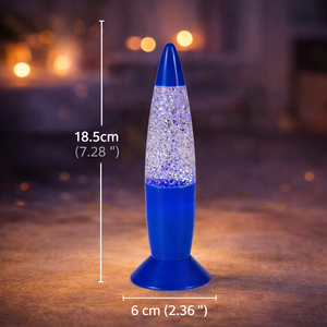 Lampada Lava con Glitter, Luce Notturna Sensoriale Dinamica, Lampada da Tavolo a Batteria, Mini Luce LED Moderna a Forma di Razzo - Product Image 6