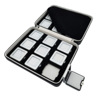 Coffret de 18 compartiments en métal à bouton-poussoir, étui zippé en cuir PU et EVA, présentoir pour pierres précieuses et diamants, idéal pour les détaillants de bijoux en voyage