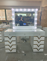 Meuble de Maquillage LED Style Salon avec Haut-Parleur Bluetooth Intégré et Meuble de Rangement Multi-Tiroirs – Offre Spéciale
