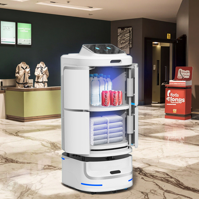 Customizable Navigation Robot Deep Learning AI Touch Screen Hospitality Multi Sensor 40-Meter LiDAR Navigation 100KG Delivery